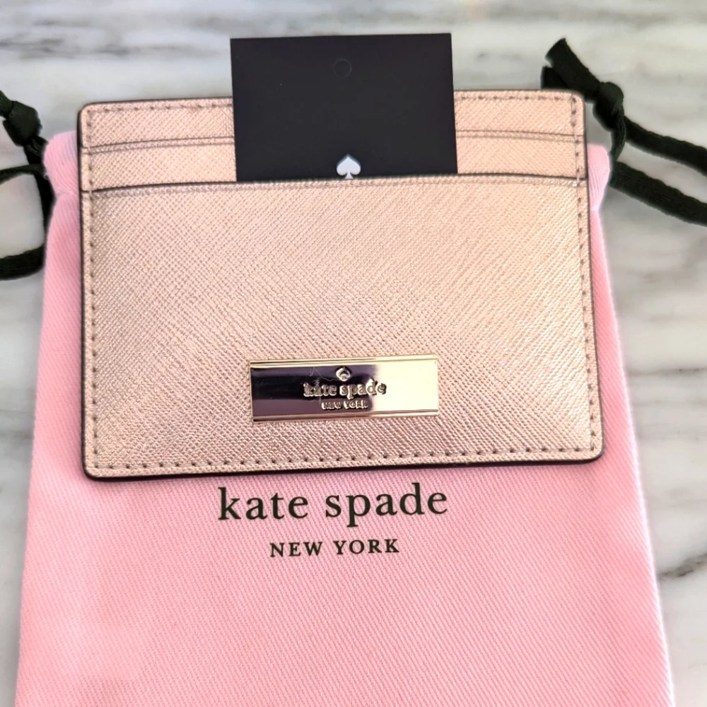 NWT Kate Spade Limited Edition Kenzie Saffia Cardholder Metallic Rose Gold